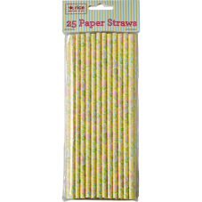 Yellow Flower Paper Straws Pack of 25 By Rice DK